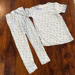 Posh Peanut 6T Girls SS Light Blue Floral Kids Pajama Set